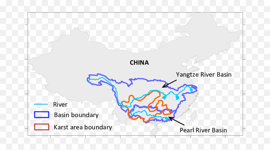 Map Of The Basins And Karst Boundaries In Mainland China - Karst Mountains China Map Png,China Map Png