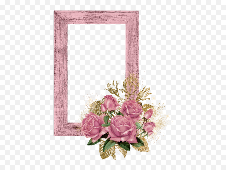 Pink Wood Frame With Roses And Gold - Ven Trendmenet Vintage Rose Roses Clip Art Free Png,Rose Frame Png