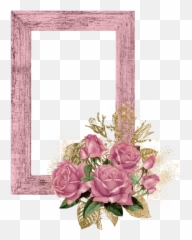 Pink Wood Frame With Roses And Gold - Ven trendMenet Vintage Clip Art Free png