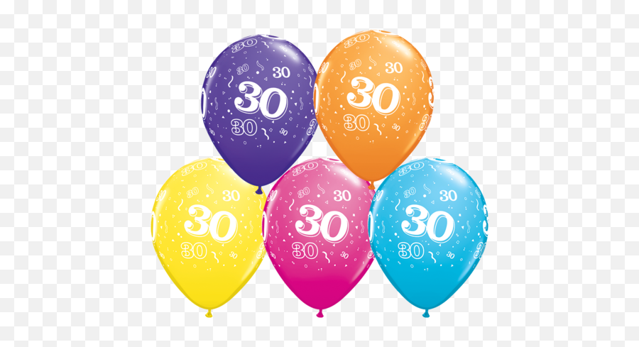 11 Qualatex 30th Birthday Assorted Colour Latex Balloon - Balloons Png,Birthday Balloons Transparent