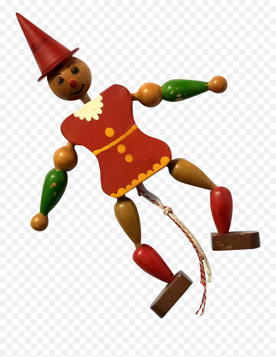 Vintage Wooden Pinocchio String Puppet - Fictional Character Png,Puppet Strings Png