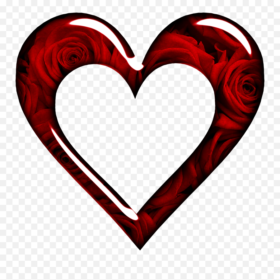 Heart Rose Transparent Frame - Transparent Background Heart Transparent Heart Shaped Frame Png,Red Heart Transparent Background