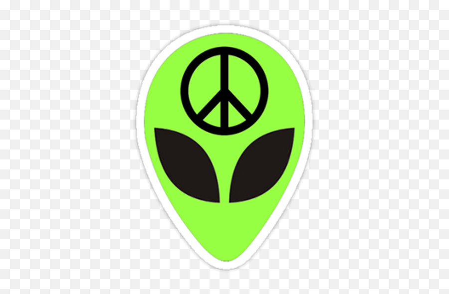 Green Alien Peace Sticker - Sticker Mania Png,Chrome Alien Icon