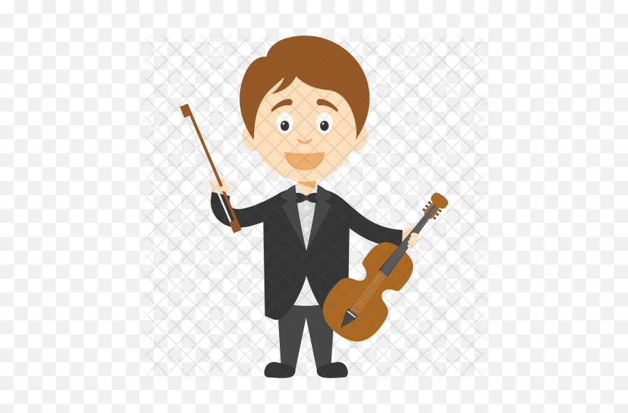 Cartoon Violinist Icon - Cartoon Holding A Violin Png,Cartoon Guitar Png