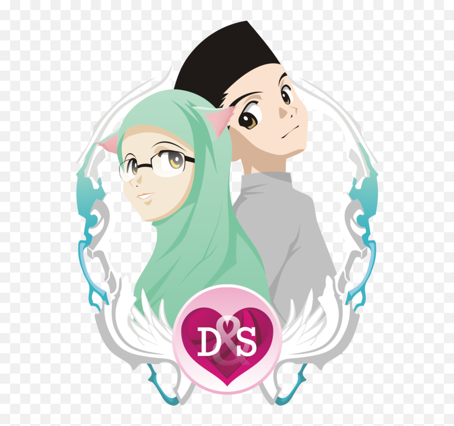 Anime Manga Hijab Art - Muslim Wedding Vector Png,Wedding Vector Png