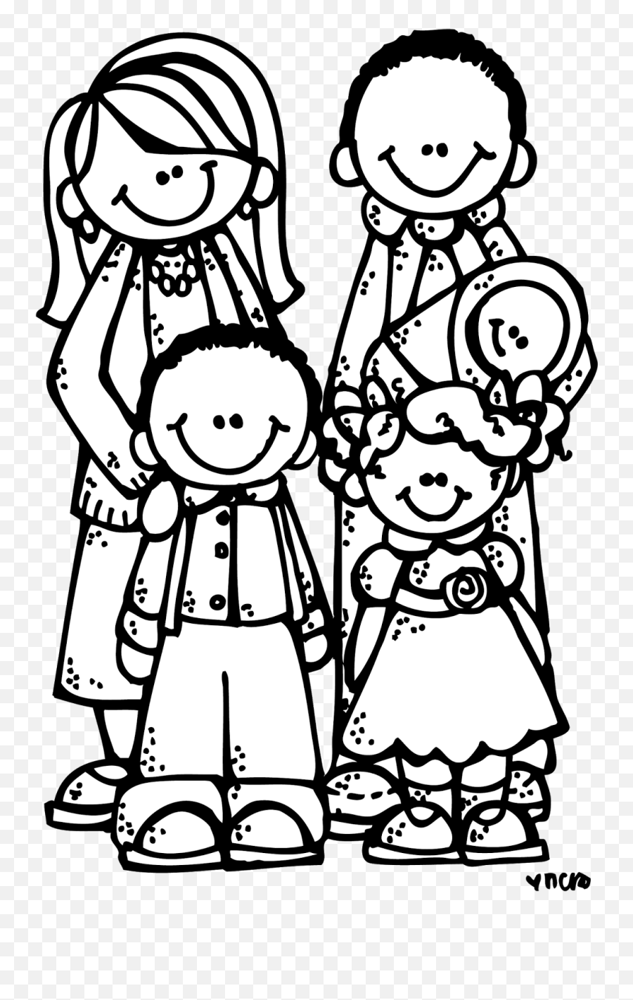 Familyacmelonheadz13bwpng 10311600 Pixels Clip - Black And White Clip Art Family,Family Clipart Png