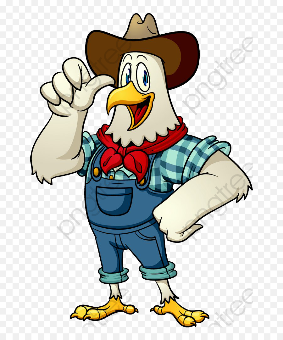 Cowboy Cartoon Clipart Transparent Background - Cartoon Farmer Chicken Cartoon Png,Chicken Clipart Transparent Background