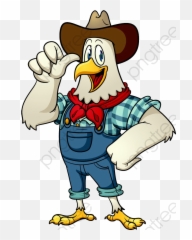 Cowboy Cartoon Clipart Transparent Background - Farmer Chicken png