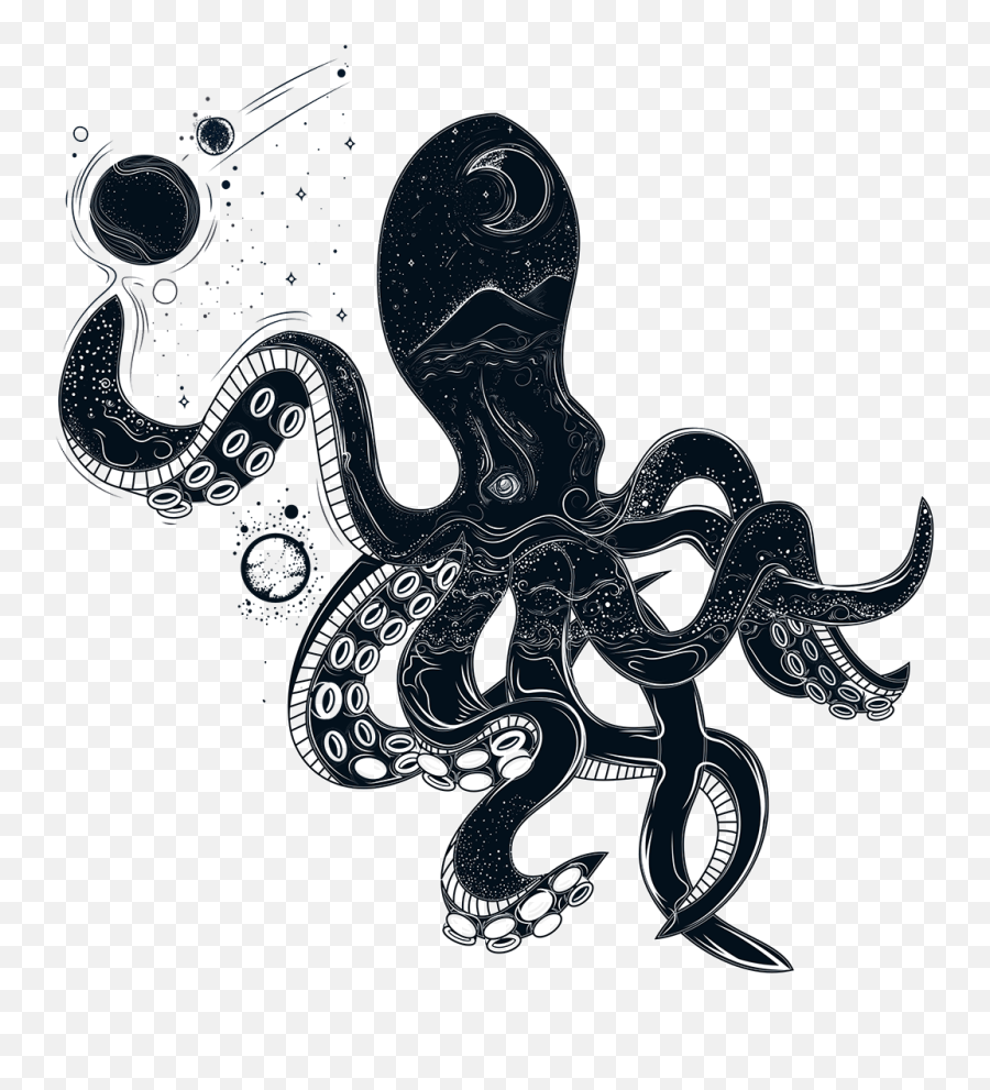 Black Octopus - Pieuvre Geometrique Tatoo Png,Octopus Png