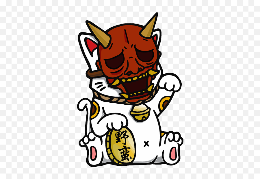 3 - Maneki Neko Tattoo Png,Oni Mask Png