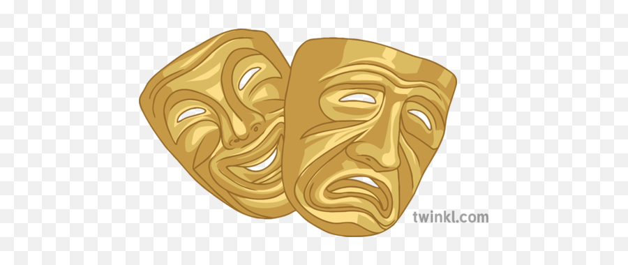 Comedy And Tragedy Theatre Masks General Illustrations Secondary - Mask Png,Theater Masks Png