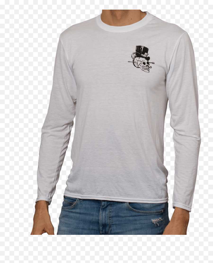 White Long Sleeve Skull Hardware Tech T - Shirt Png,White T Shirt Png