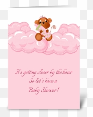 Pink Clouds Monkey Baby Shower Invite - Greeting Card png