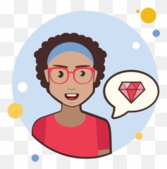Teacher Lady Gem Icon In Circle Bubbles Style - Girl Short Curly Hair Clipart png
