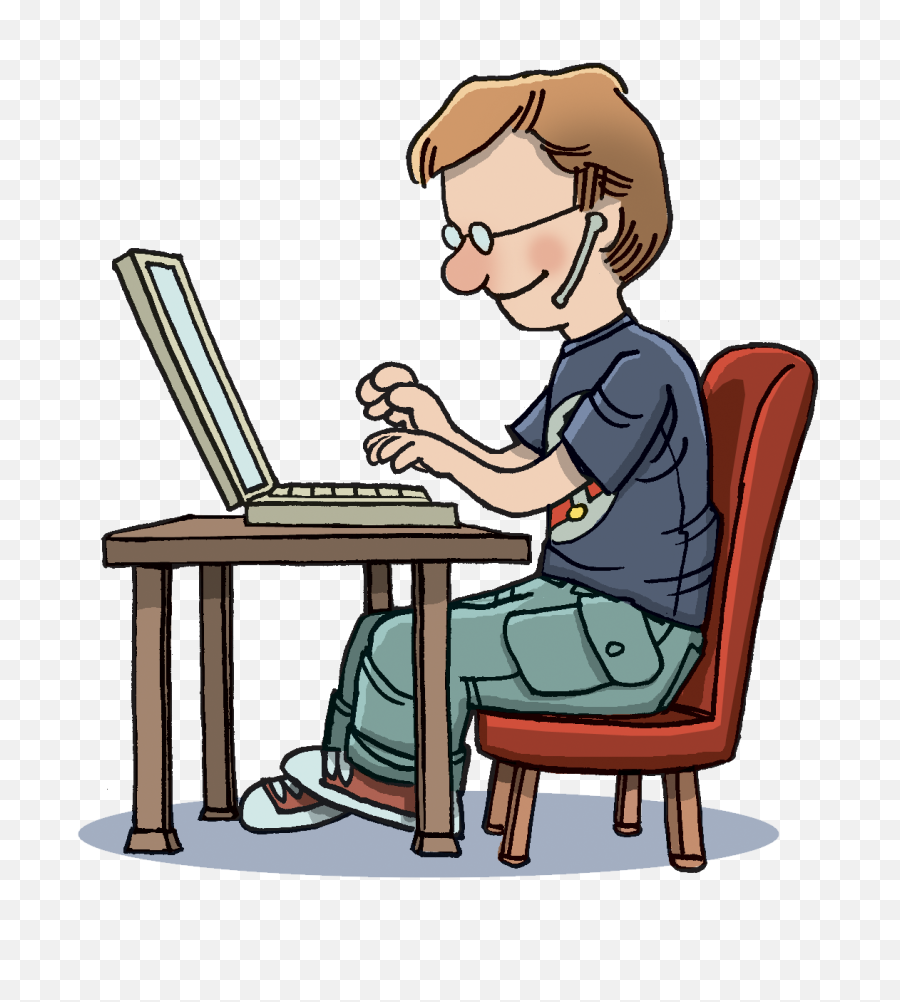 Typing Clipart Transparent Png - Data Entry Person Cartoon,Typing Png