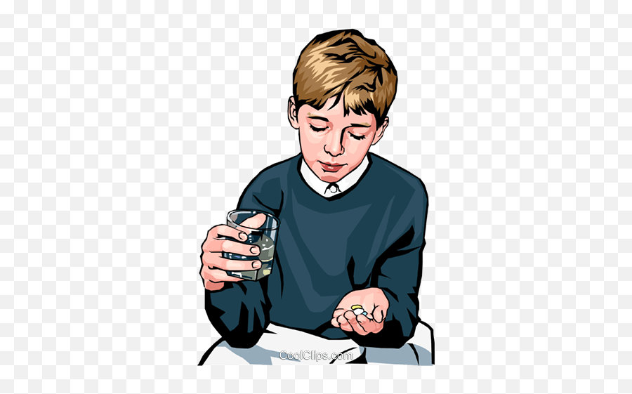 Boy Taking Pills - Two Royalty Free Vector Clip Art Taking Medicine Vector Png,Pills Png