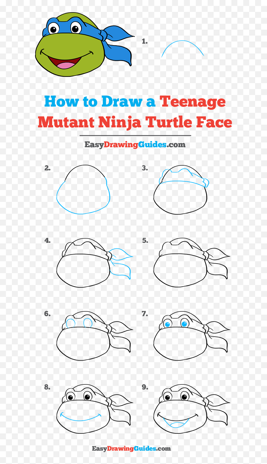 How To Draw A Teenage Mutant Ninja Turtle Face - Step By Step How To Draw A Ninja Turtle Png,Ninja Face Png