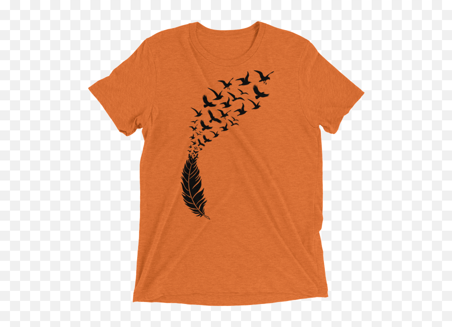 Black Feathers With Flying Birds Short Sleeve Unisex T - Shirt Count Your Blessings Shirt Png,Black Feathers Png