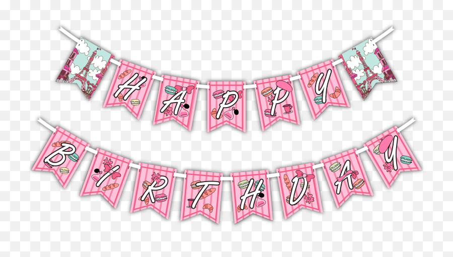 Download Pink Paris Birthday - Happy Birthday Yellow Bunting Png,First Birthday Png