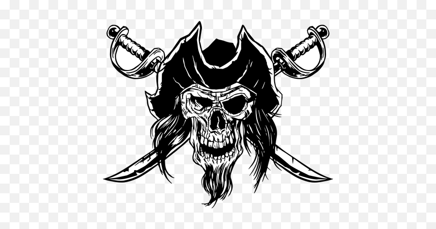Drawn Pirate Skull - Vector Calavera Pirata Png,Pirate Skull Png