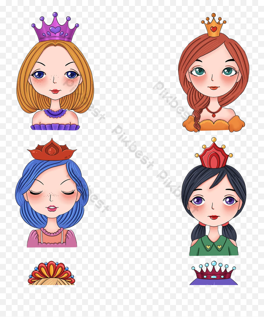 Colored Woman Wearing Crown Avatar Free Button Png - For Women,Cartoon Crown Png