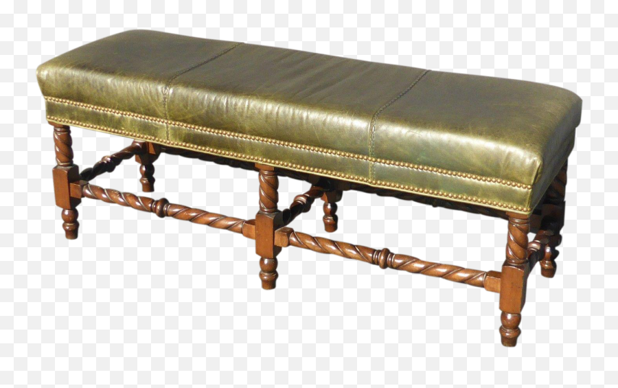 Vintage Hancock U0026 Moore Barley Twist Spanish Moss Green Leather Exton Bench - Solid Png,Spanish Moss Png