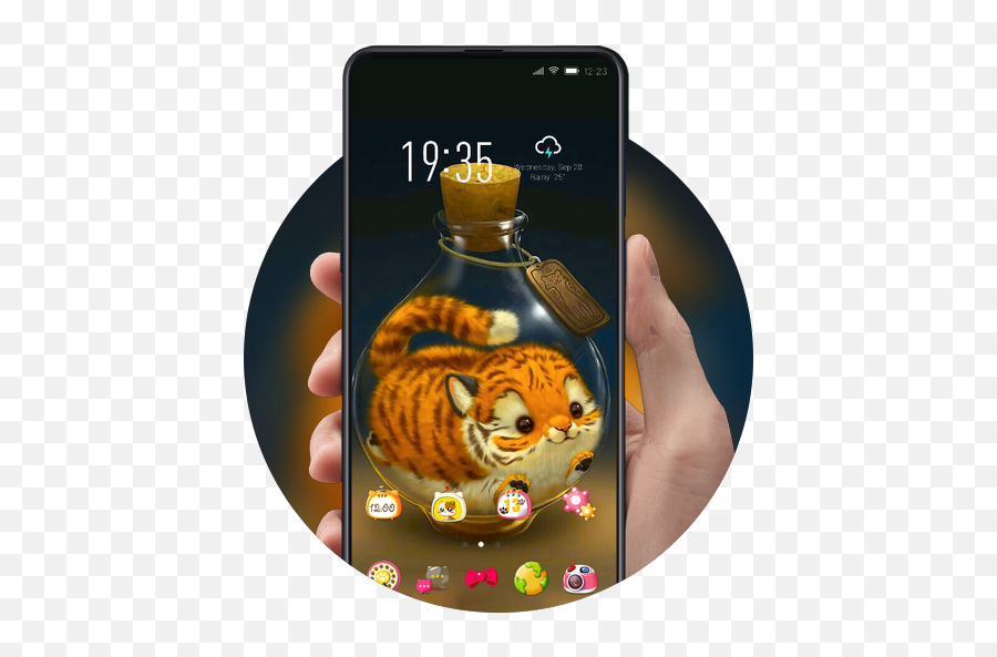 Cute Tiger Theme Lucky In The Bottle U2013 Apps Bei Google - Animal In A Bottle Drawing Png,Bengal Tiger Icon