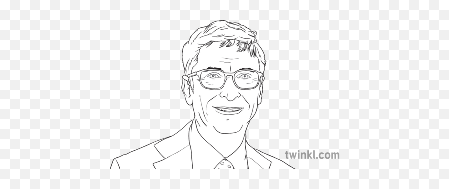 Bill Gates Black And White Illustration - Twinkl Sketch Png,Bill Gates Transparent