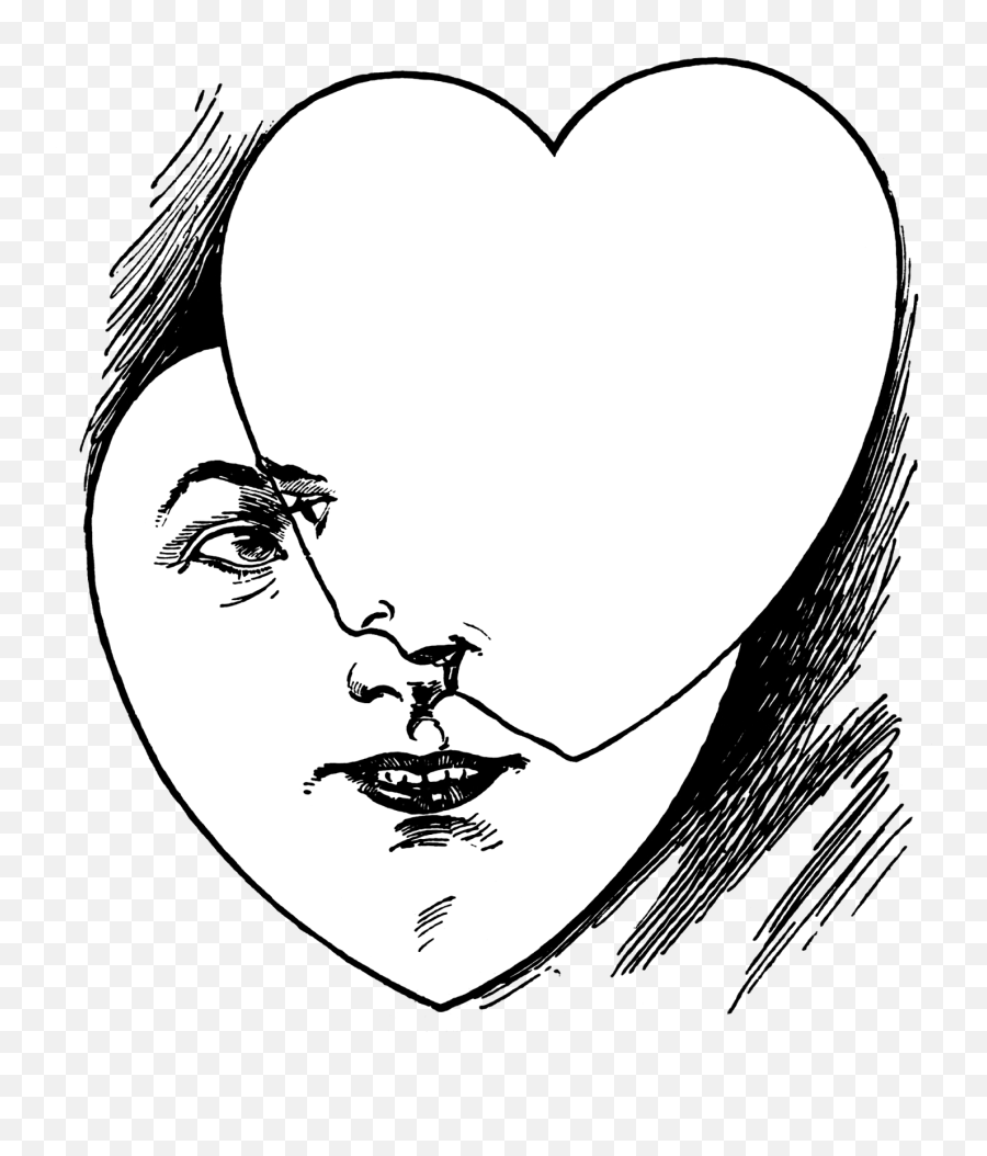 Vintage Heart Faces Illustration - Public Domain Vintage Logo Png,Weird Png