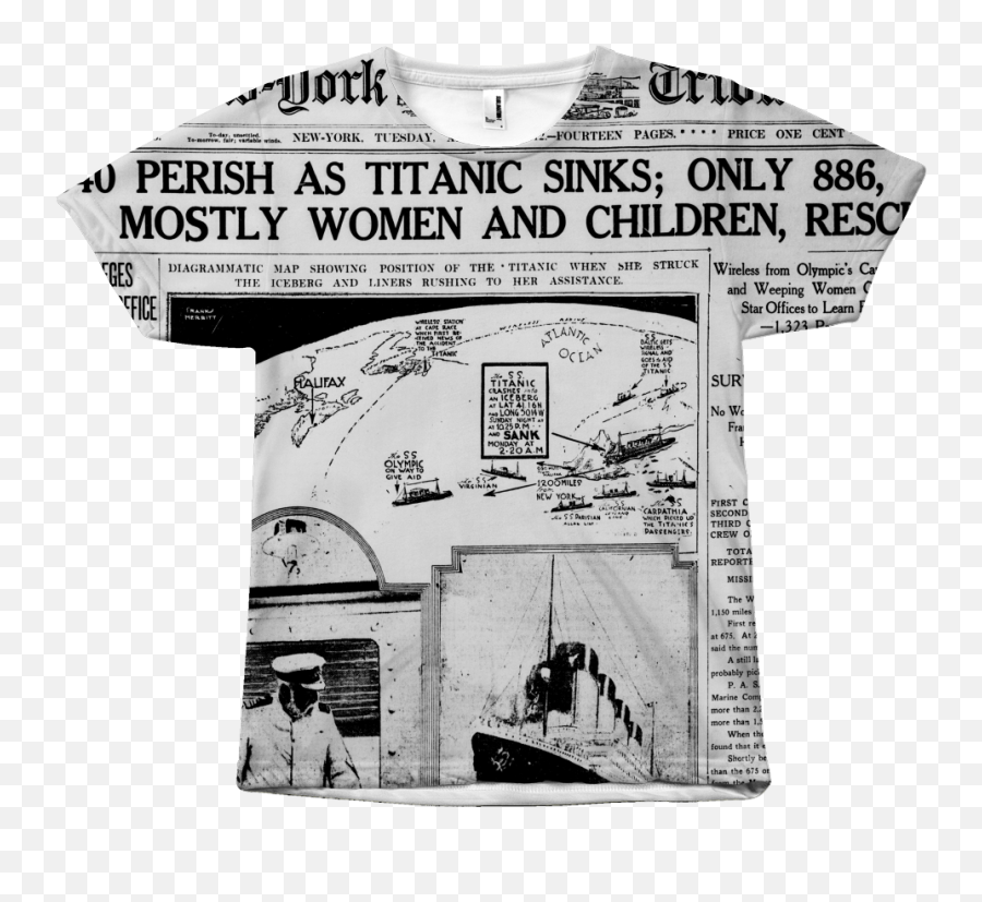 Newspaper Shirt Titanic V1 - Egoteest Primary Source Of The Titanic Png,Titanic Png