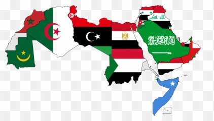 A Map Of The Arab World With Flagspng - Arab World,World Map Png