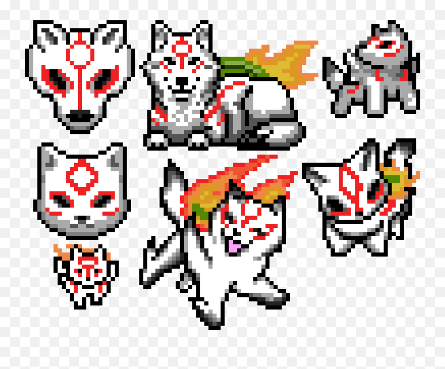 Amaterasu Stamp Sheet - Amaterasu Pixel Art Png,Okami Png