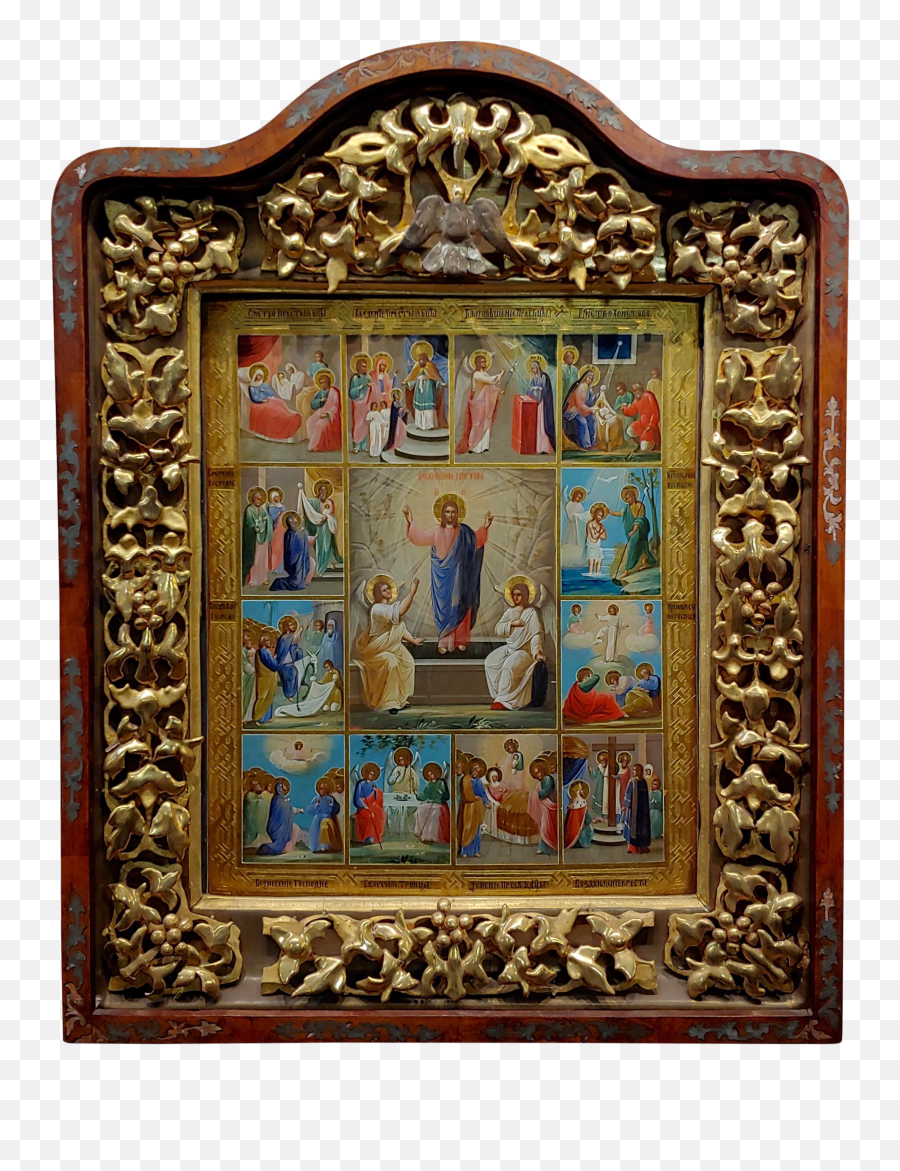 18th Century Russian Icon In Mahogany - Antique Png,Russian Icon Pictures