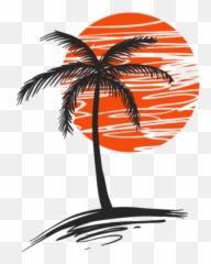 Palm Tree Beer Label - Sun Silhouette png