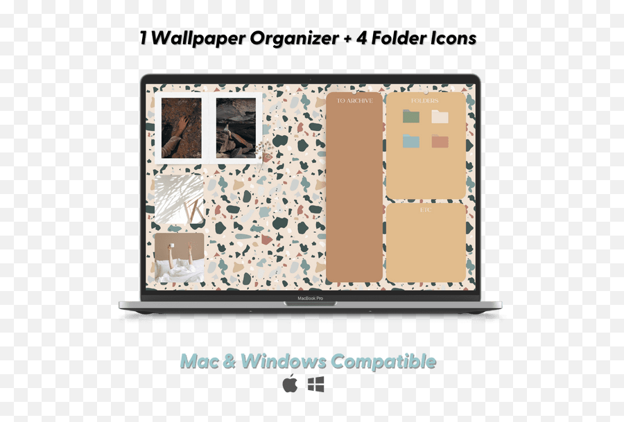 Multi - Colored Terrazzo Wallpaper Computer Wallpaper Organizer Folders Kit Aesthetic101 Png,Icon Organizer