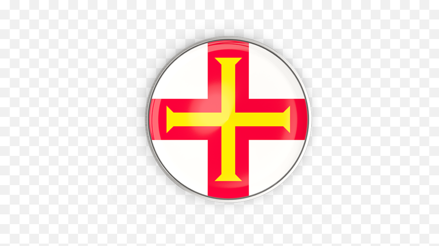 Round Button With Metal Frame Illustration Of Flag Guernsey - Guernsey Flag Png,Round Button Icon