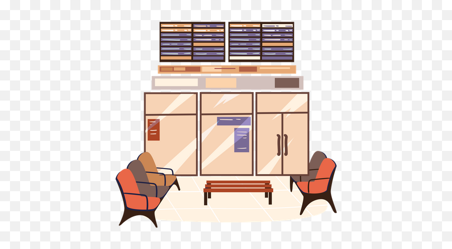 Premium Airport Interior Illustration Pack From Interiors - Furniture Style Png,Airport Lounge Icon