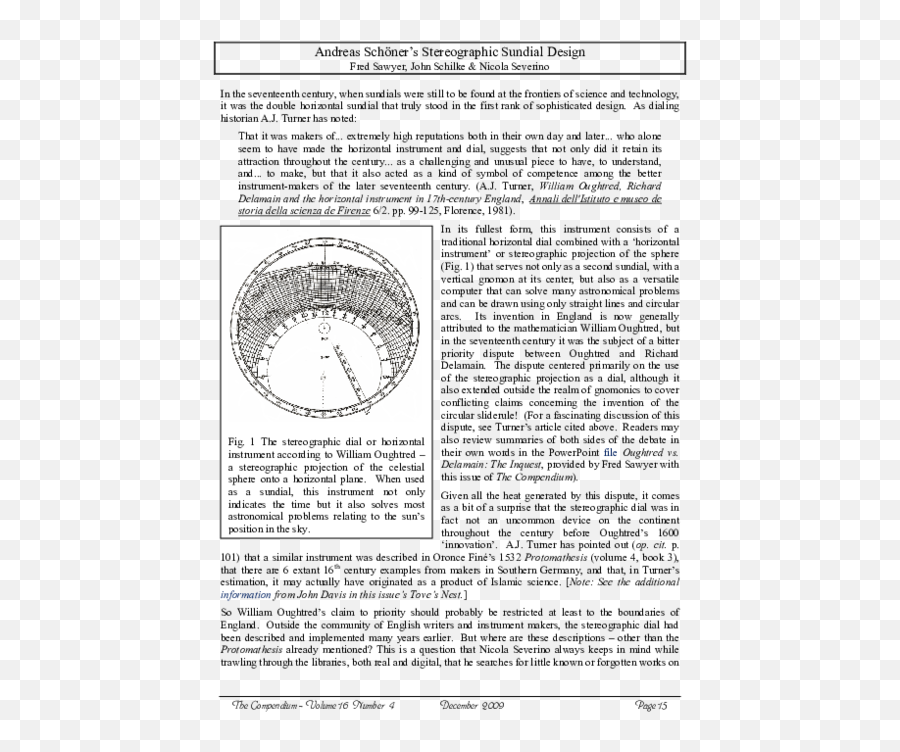 Pdf Andreas Schöneru0027s Stereographic Sundial Design Nicola - Document Png,Sundial Icon