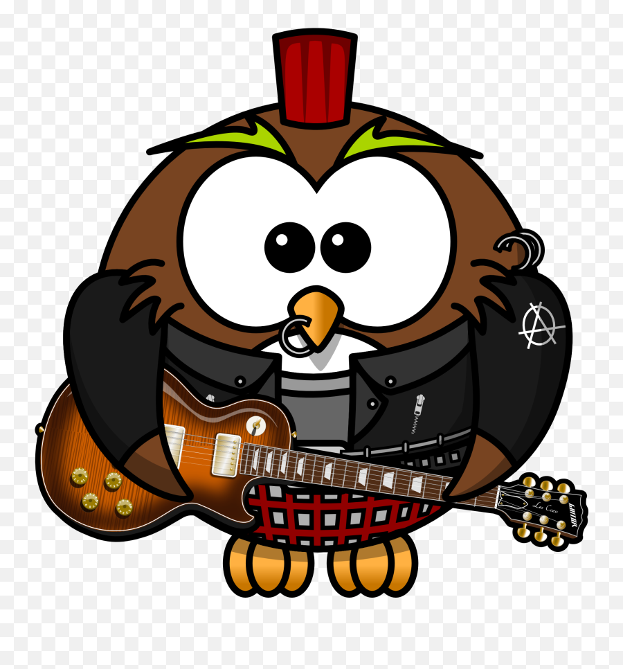 Cartoon Owl With Guitar Free Image - Punk Owl Png,Cartoon Guitar Png