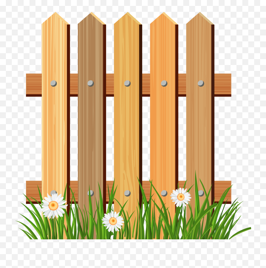 Wooden Garden Fence With Grass Png - Fence Clipart,Wooden Fence Png