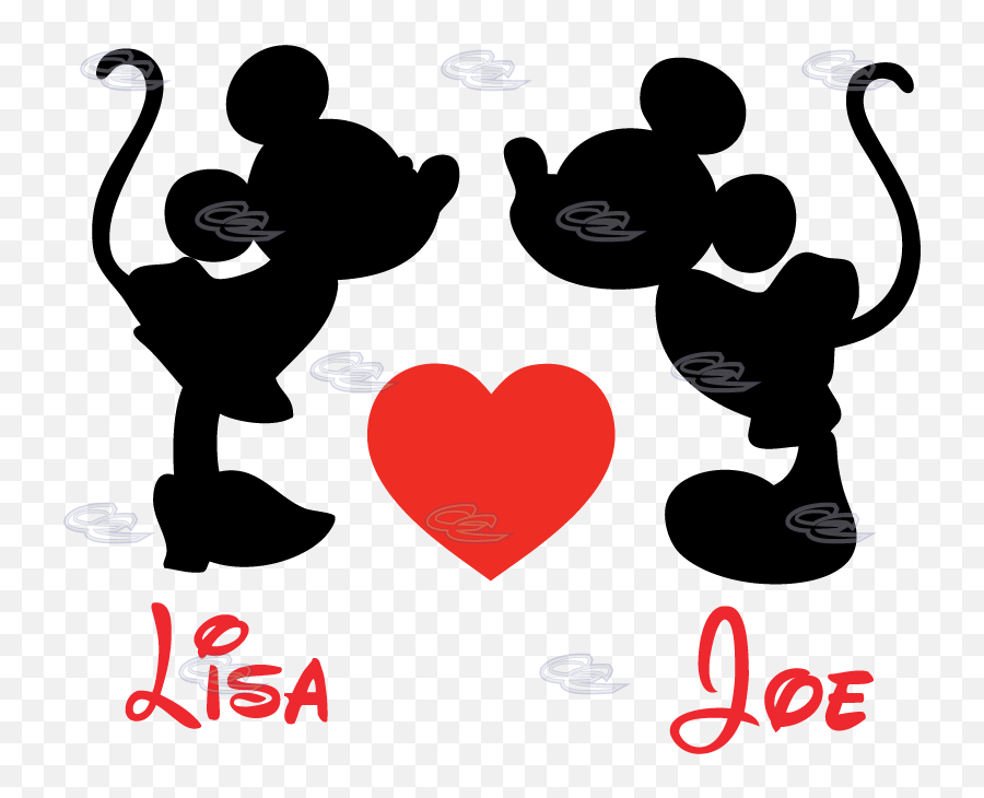 Mickey And Minnie Mouse Kissing Silhouette - Minnie And Mickey Mouse Kissing Png,Mickey And Minnie Png