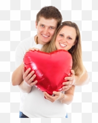 Young Couple Holding A Red Heart Pillow Png Image - Pngpix Couple In Love Png,Happy Couple Png