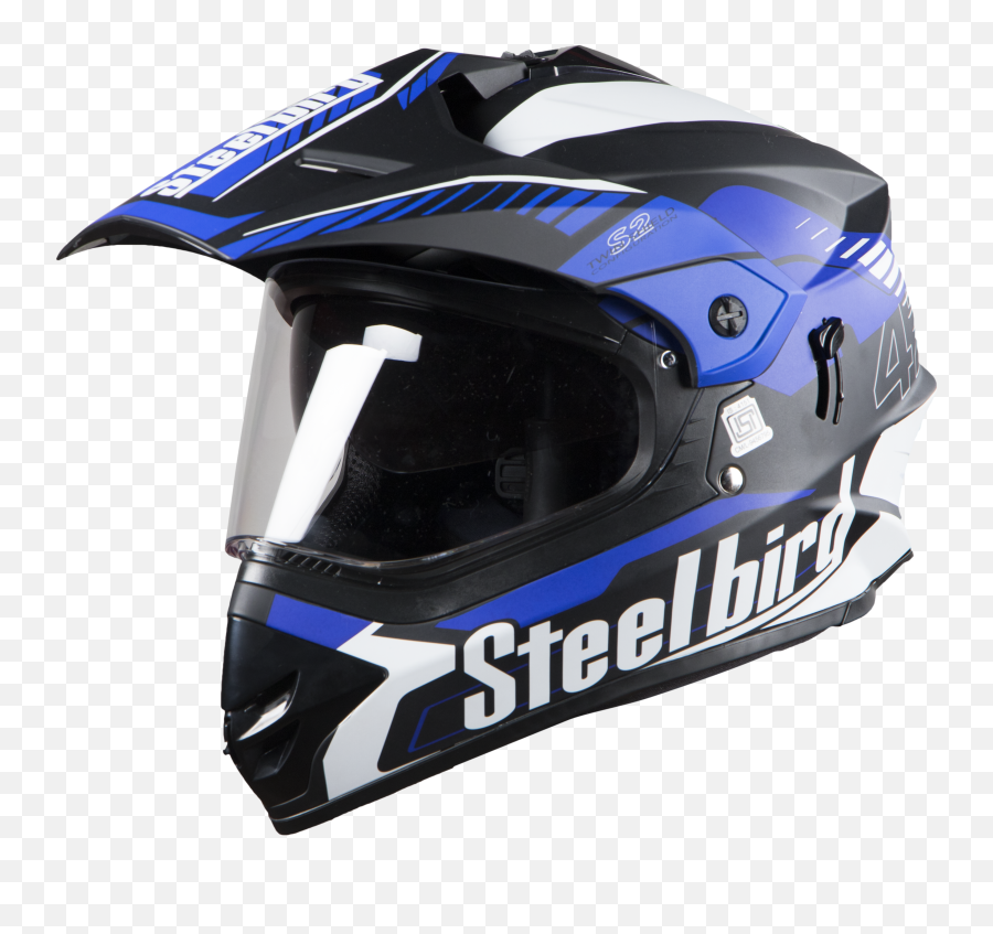 Sb - 42 Airborne Glossy Black With Blue Pcap Steelbird Off Road Helmets Png,Helmet Png