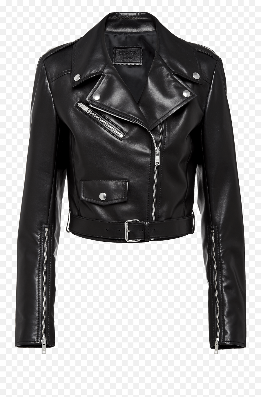 Nappa Leather Biker Jacket - Prada Leather Jacket Png,Icon Womens Leather Jacket