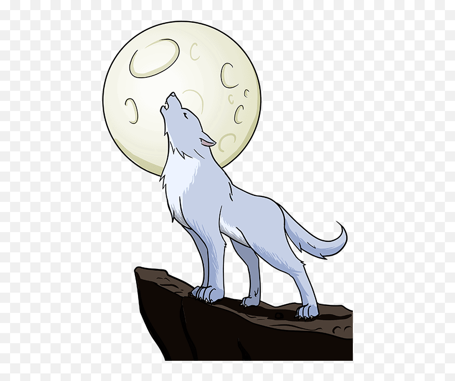 How To Draw A Wolf Howling - Wolf Howling At The Moon Drawing Png,Howling Wolf Icon