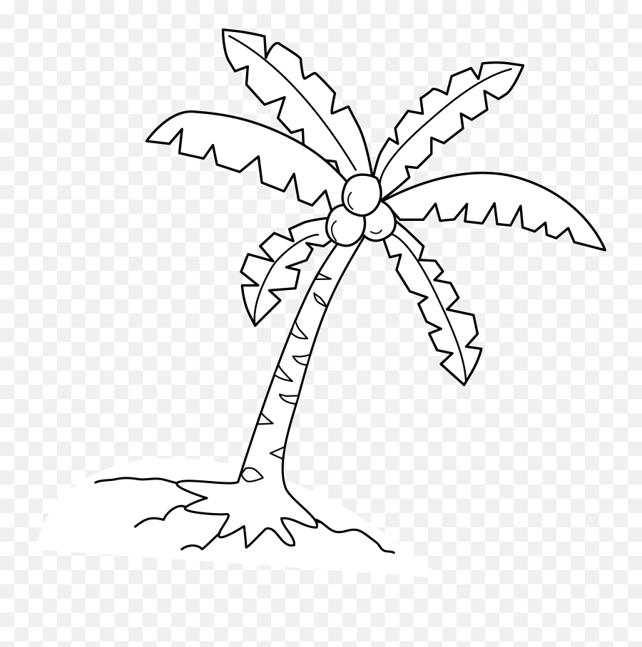 Library Of Palm Tree Vector Black And - Coconut Tree Drawing Easy Png,Palm Tree Outline Png
