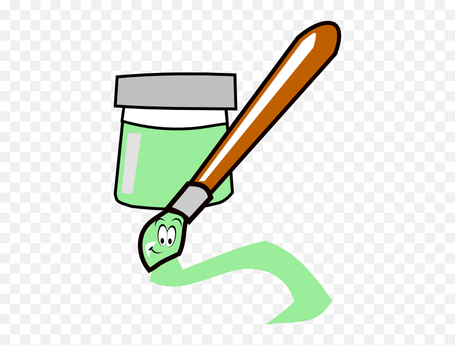 Paintbrush Green Clip Art - Cartoon Orange Paint Brush Png,Paintbrush Clipart Transparent