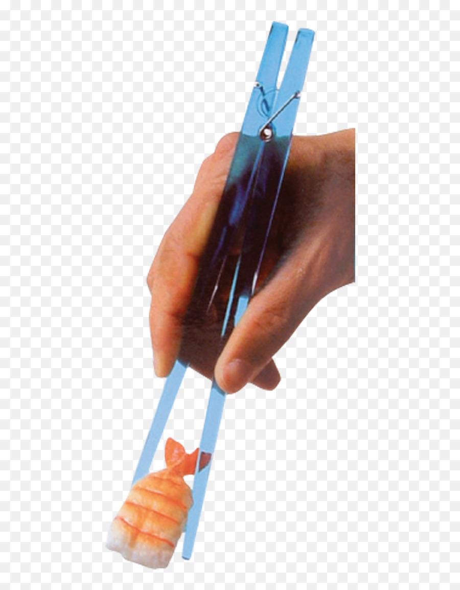 Download Hd Blue Clothespin Chopsticks Holding A Sushi - Using Chopsticks Png,Chopsticks Png