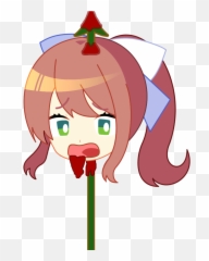 Monika Chibi Bullireads Announcement Bar Say No More - Ddlc Monika Vs Harley Quinn Png,Monika Png