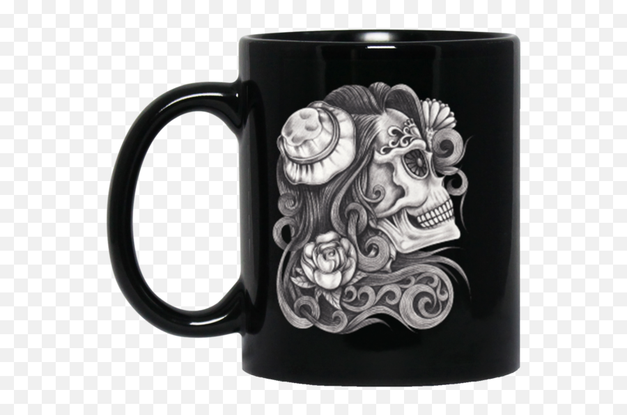 Coffe Mug Png - Elegant Death 11oz Mug Day Of The Dead Calavera A Lapiz,Coffe Mug Png